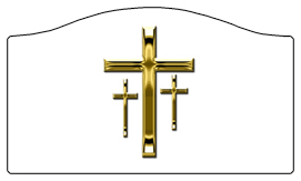 DASHELL-517-GD-WT Gold 3 Crosses White Background